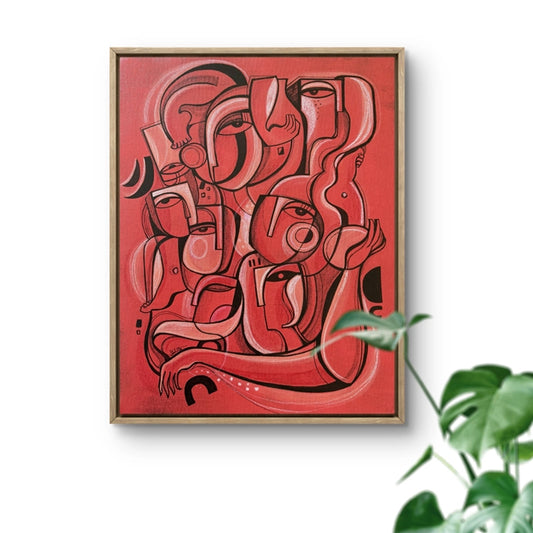 Original art print titled Form Synapse by SoulCurryArt, featuring abstract colorful shapes on a 16x20 canvas.