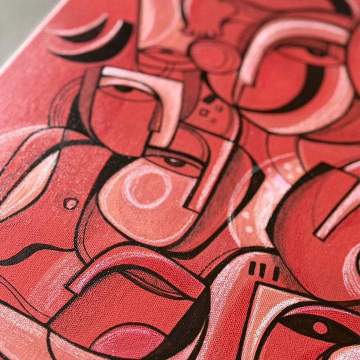 Original art piece titled "Form Synapse" by SoulCurryArt, 16x20 inches, featuring abstract shapes and vibrant colors.