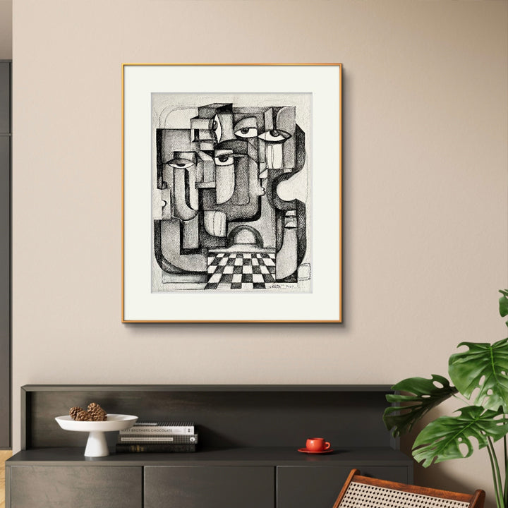 Original art piece "Resonance in Noir" by SoulCurryArt, a 16x20 inch abstract artwork with dark, moody tones.