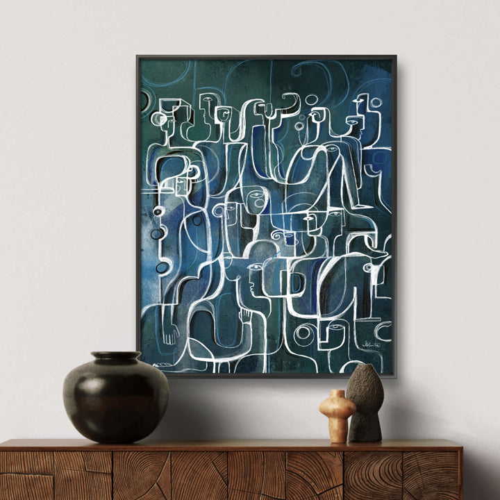 Original art titled "Rise In Unison" by SoulCurryArt, featuring vibrant, abstract brushstrokes in a dynamic composition.