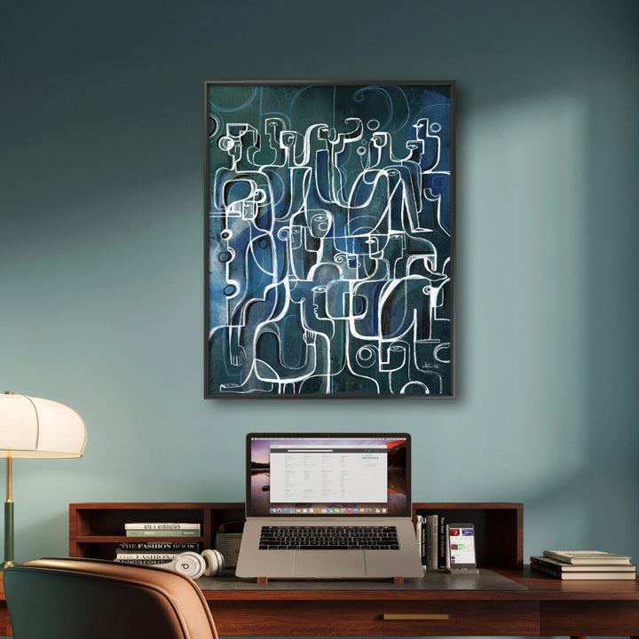 Original art piece titled "Rise In Unison" by SoulCurryArt, featuring vibrant abstract and expressive brushstrokes.