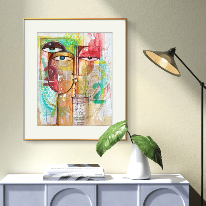 Original art piece titled Stormy by SoulCurryArt, depicting a vibrant, abstract stormy scene in bold colors.