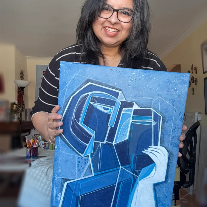 Original 16x20 art print titled "Weight of Warmth" by SoulCurryArt, featuring warm, textured abstract imagery.