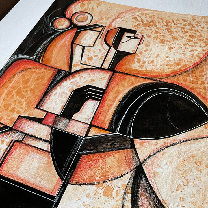 Original white "We" art by SoulCurryArt, 16x20 inches, featuring abstract design on a white background.