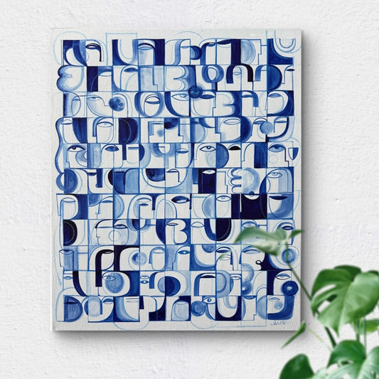 Original 20x24 canvas art titled Still Ocean by SoulCurryArt, featuring a calming ocean scene ready to hang.