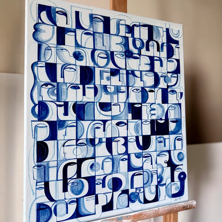Still Ocean original art by SoulCurryArt featuring a serene ocean scene with calming blue waves and abstract oceanic elements.