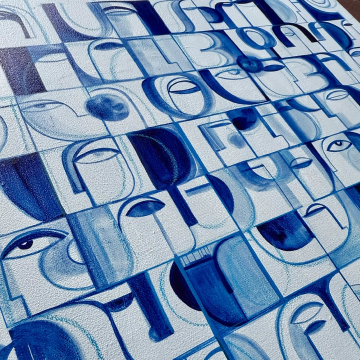 Still Ocean original art by SoulCurryArt featuring a serene ocean scene with calming blue waves and abstract details.