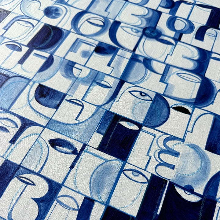 Still Ocean original art by SoulCurryArt featuring a serene, abstract depiction of a calm ocean scene in soothing blue tones.