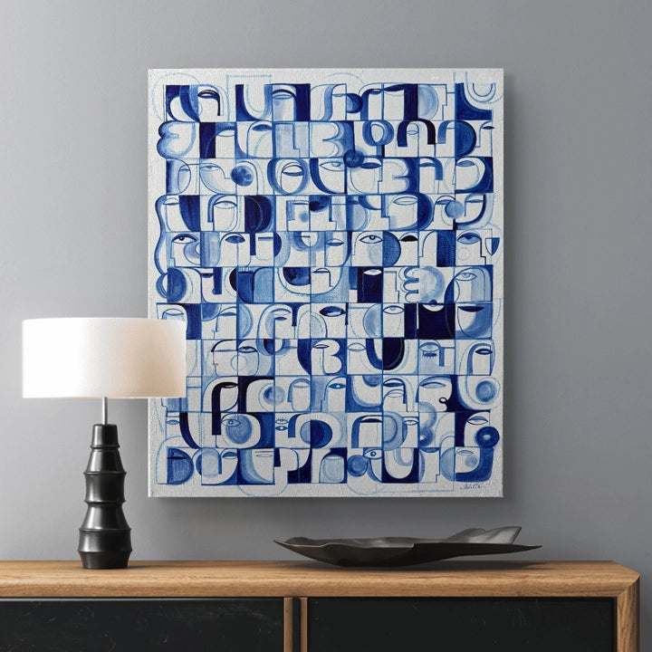 Still Ocean original art by SoulCurryArt, featuring a serene ocean scene with calming blue tones and abstract wave patterns.