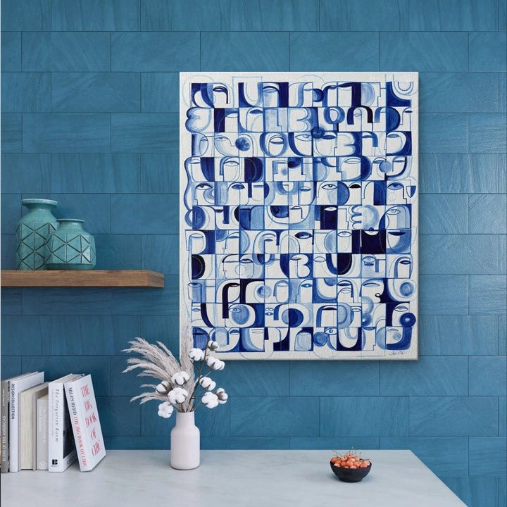 Still Ocean original art by SoulCurryArt, vibrant abstract painting featuring deep blue and teal tones, calming ocean-inspired design