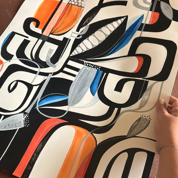 Original art piece titled "Erosion Of Silence" by SoulCurryArt, featuring abstract designs and muted color tones.