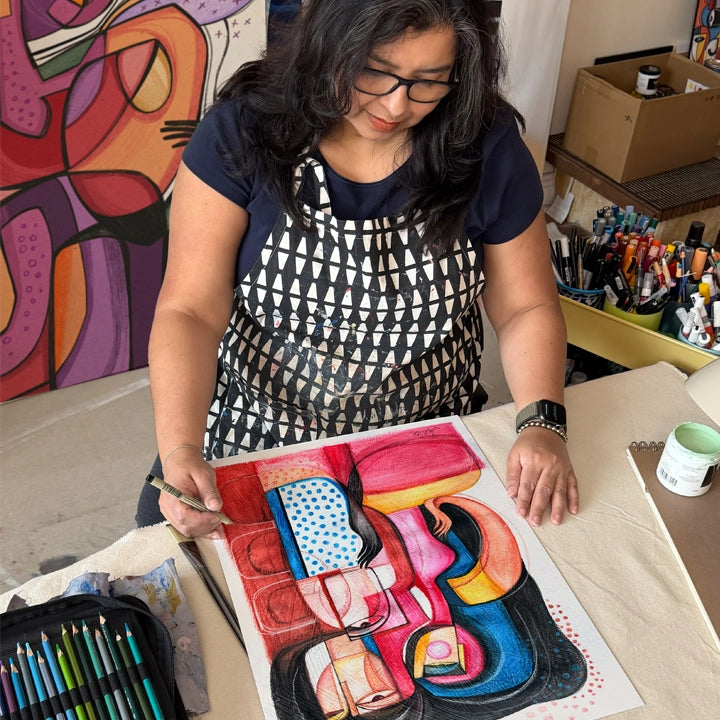 Original art titled "Held In Translation" by SoulCurryArt, featuring a vibrant abstract design on a 20x28 inch canvas.
