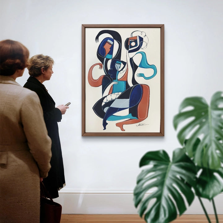 Original art piece titled Triadic Dance Forms In Motion by SoulCurryArt, showcasing vibrant abstract dance-inspired imagery.