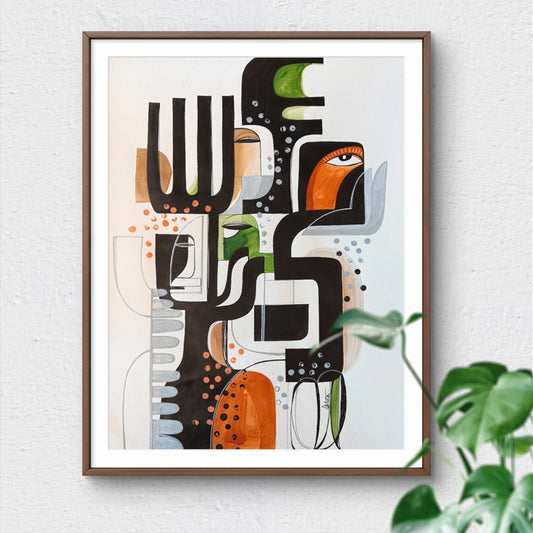Original art piece "Whispering Geometry Of Autumn" by SoulCurryArt featuring abstract autumn-inspired geometric design.