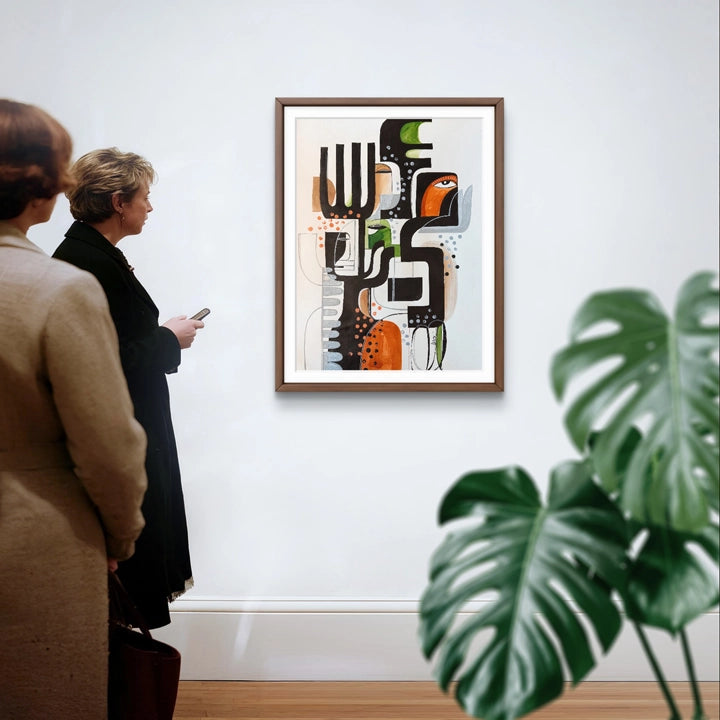 Original art print titled Whispering Geometry Of Autumn by SoulCurryArt featuring abstract autumn-inspired geometric patterns.