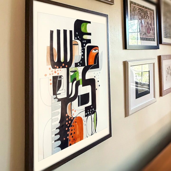 Original art piece titled Whispering Geometry Of Autumn by SoulCurryArt, featuring abstract autumn-inspired geometric shapes and warm tones.