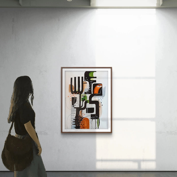 Original art piece "Whispering Geometry of Autumn" by SoulCurryArt featuring warm autumn colors and abstract geometric patterns.