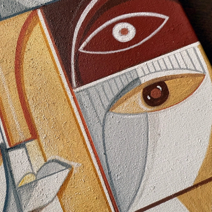 Sectioned original art canvas by SoulCurryArt, 22x26 inches, ready to hang with vibrant, detailed abstract design.