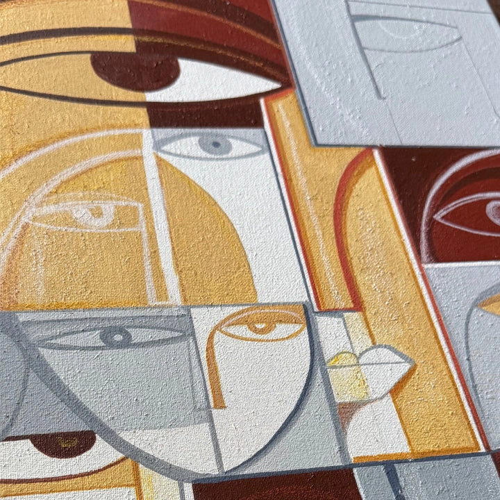 Sectioned original art canvas by SoulCurryArt featuring a 22x26 inch ready-to-hang design with vibrant colors and abstract patterns.