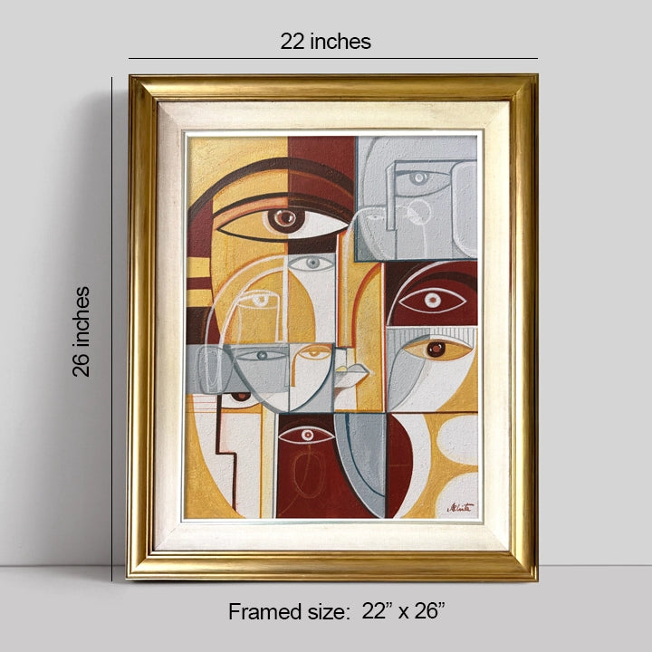 Sectioned original art canvas by SoulCurryArt featuring a vibrant, ready-to-hang 22x26 inch abstract design.