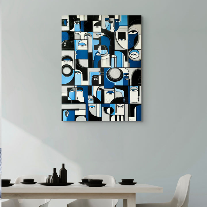 Framed Ultramarine original art by soulcurryart, 24x36 inches, vibrant abstract painting with deep blue tones and textured details.