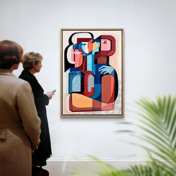 Original art titled Gathered Forms by SoulCurryArt, 24x36 inches, featuring abstract, flowing shapes in vibrant colors.