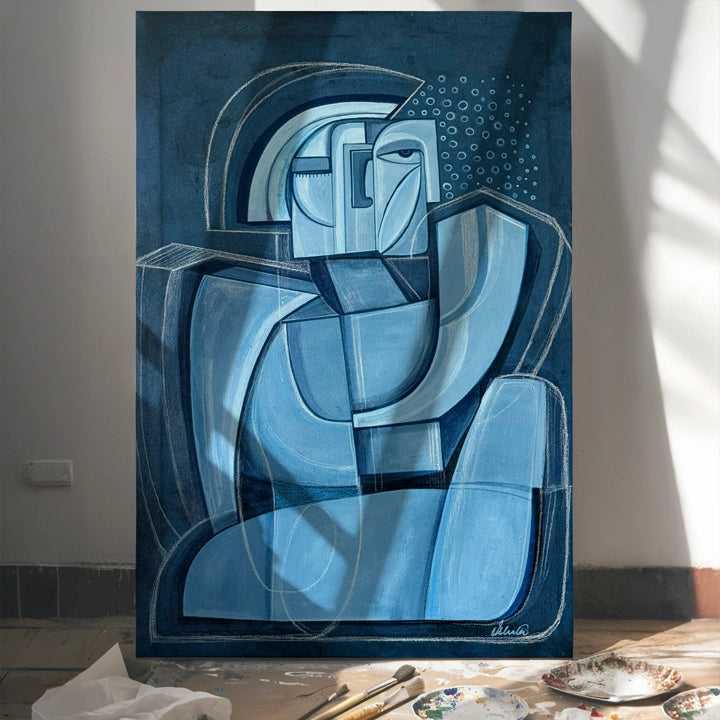Unframed 24x36 inch original art canvas titled "Into Your Depth" by SoulCurryArt, featuring abstract, ocean-inspired imagery ready to hang.