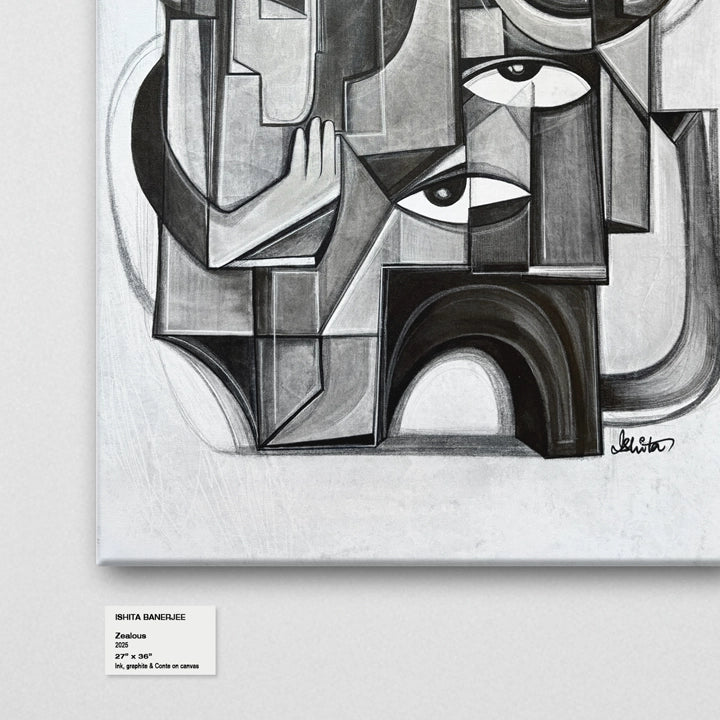 Original art titled Zealous by soulcurryart, featuring vibrant colors and dynamic brushstrokes on a 27x36-inch canvas.