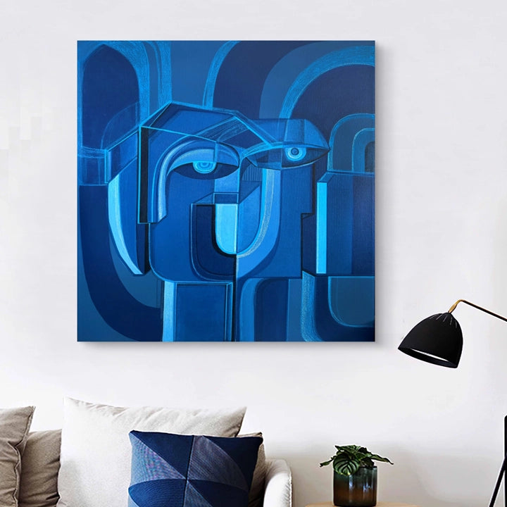 Original art piece titled Cobalt Union by SoulCurryArt, featuring a vibrant abstract design in cobalt blue tones.
