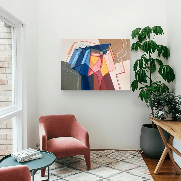 Original art piece titled Vivid Convergence by SoulCurryArt, showcasing vibrant colors and abstract design on a 30x40 inch canvas.