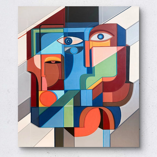 Original abstract art titled Human Framework by SoulCurryArt, featuring a detailed, expressive human figure in vibrant tones.