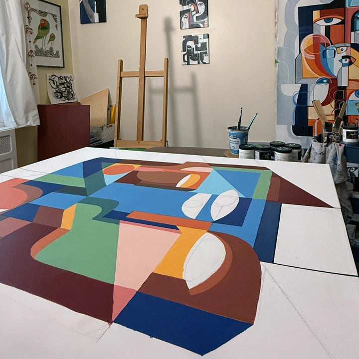 Original art titled Human Framework by SoulCurryArt, featuring abstract human figure with intricate details on a 40x48 inch canvas.