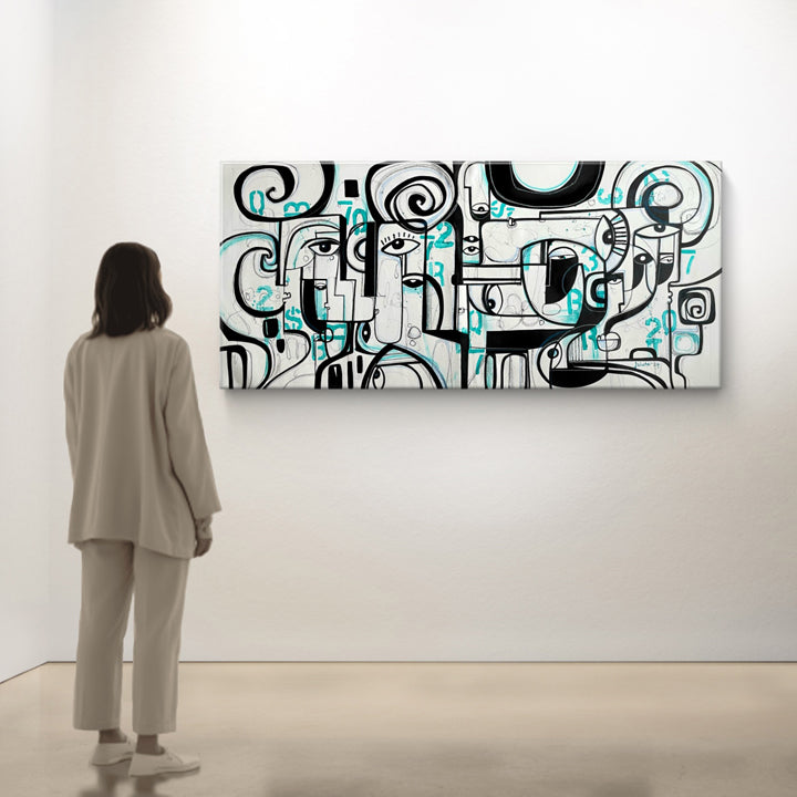 Original art titled Numerical Existence by soulcurryart, featuring abstract, colorful designs on a 58x24 inch canvas.