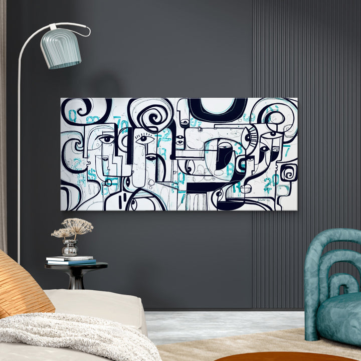 Original art piece titled "Numerical Existence" by soulcurryart, featuring abstract numerical and organic elements in a 58x24 inch design.