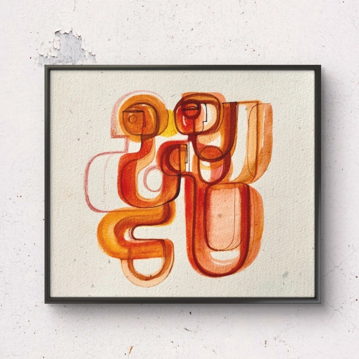 Original monochrome ink and watercolor painting on paper by SoulCurryArt, featuring abstract and expressive artistic details.