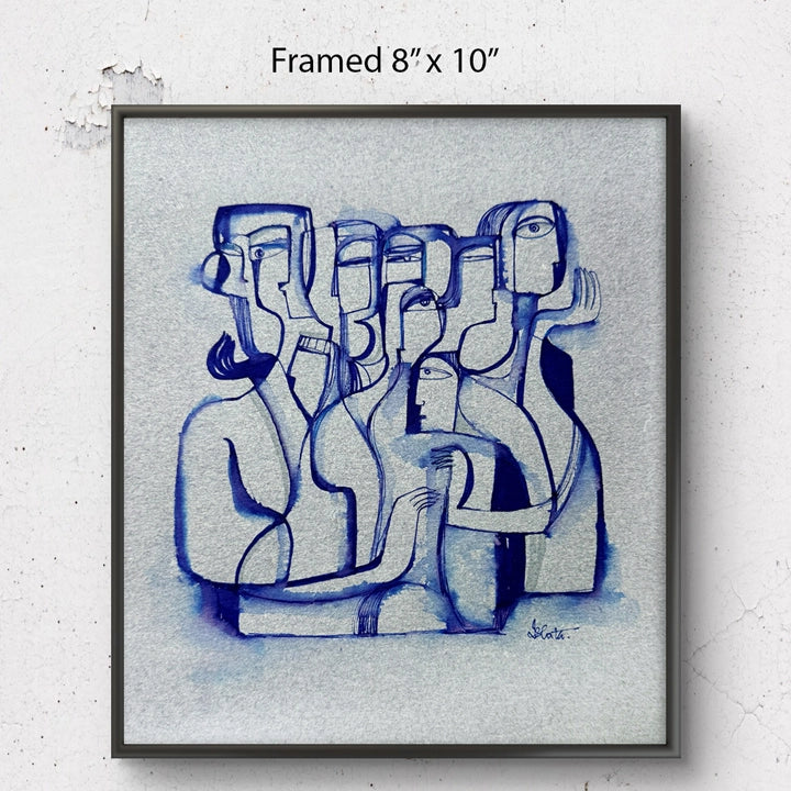Monochrome ink and watercolor original painting on paper by SoulCurryArt, showcasing abstract black and white art in 2026 style.