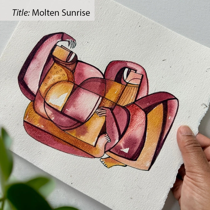 Monochrome ink and watercolor original painting on paper by SoulCurryArt, showcasing abstract artistic details.