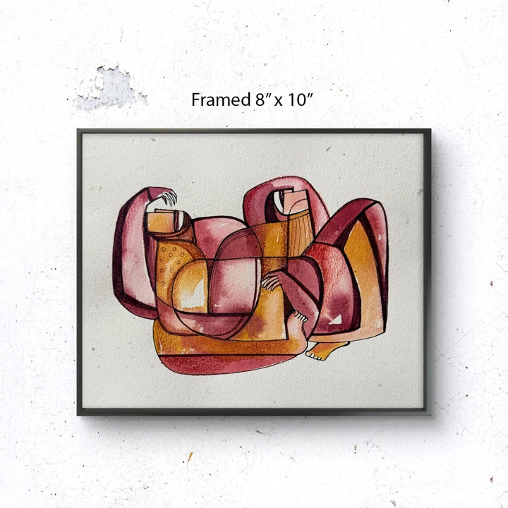 Monochrome ink and watercolor original painting on paper by SoulCurryArt, featuring abstract artistic design.