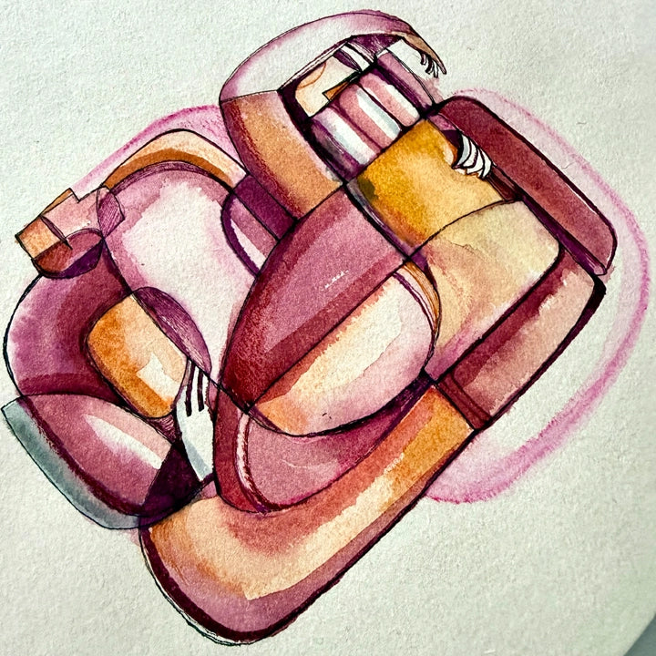 Original monochrome ink and watercolor painting on paper by SoulCurryArt, showcasing intricate abstract art from 2026.
