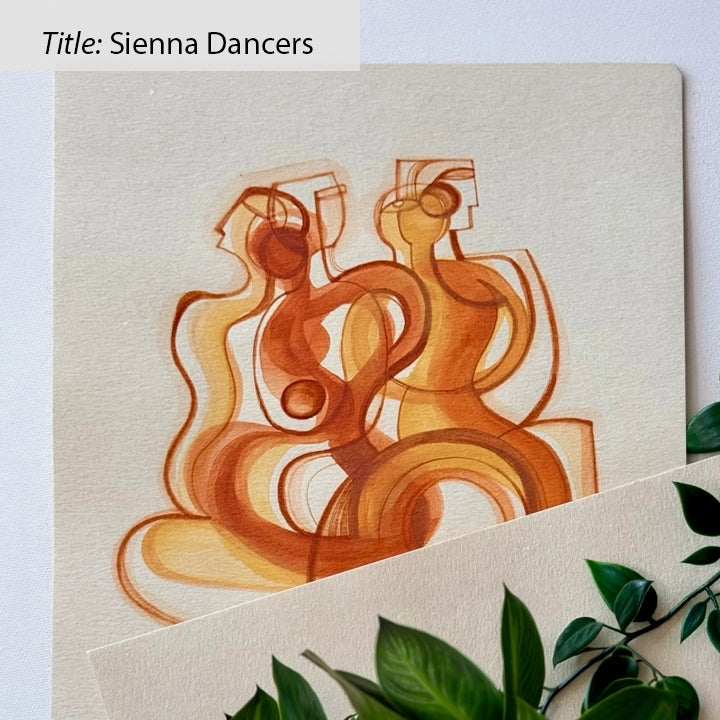 Original monochrome ink and watercolor painting on paper by SoulCurryArt, showcasing abstract artistic design.