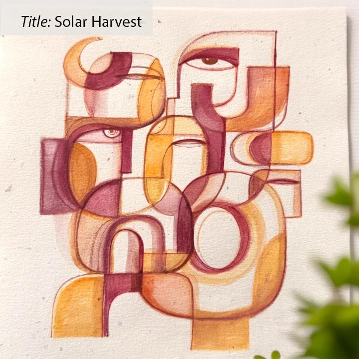 Original monochrome ink and watercolor painting on paper by SoulCurryArt, showcasing abstract art with textured brushstrokes.