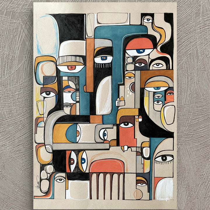 Original art titled Accrue by SoulCurryArt, featuring abstract colorful brushstrokes on canvas.