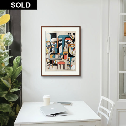Original art piece titled "Accrue" by SoulCurryArt, showcasing vibrant colors and abstract design.