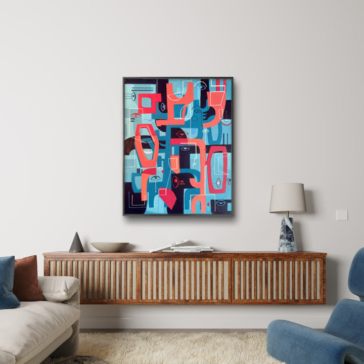 Deconstructed original art piece by SoulCurryArt showing abstract, layered design with vibrant colors and textured details.