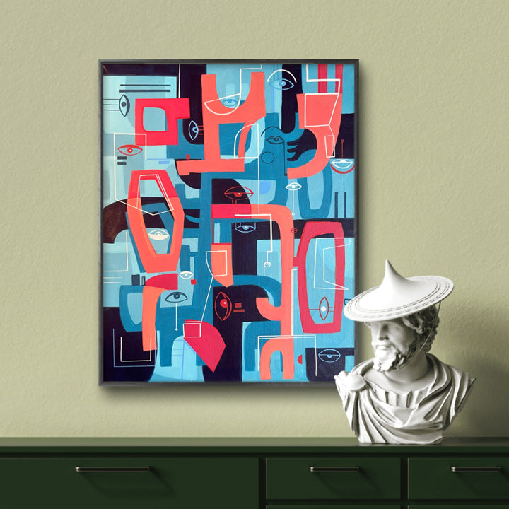 Deconstructed original art piece by SoulCurryArt featuring abstract, layered design with vibrant colors and intricate details.