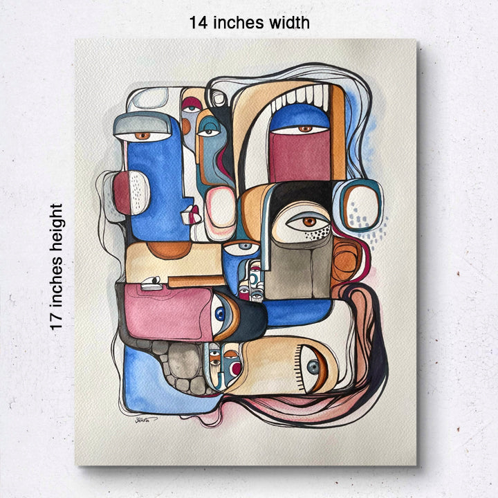 Original art piece titled "Derive" by SoulCurryArt, featuring abstract, colorful designs on a canvas.