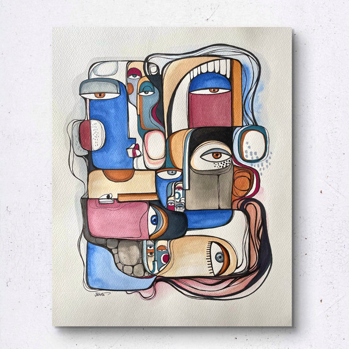 Original art piece titled Derive by SoulCurryArt, featuring abstract colors and textures on a canvas.
