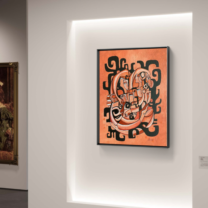 Original art titled Entanglements by SoulCurryArt, featuring abstract colorful shapes and intricate line details.