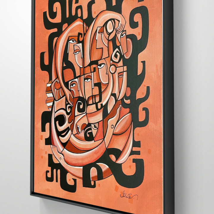 Original art titled Entanglements by SoulCurryArt, featuring intricate abstract patterns in vibrant colors.
