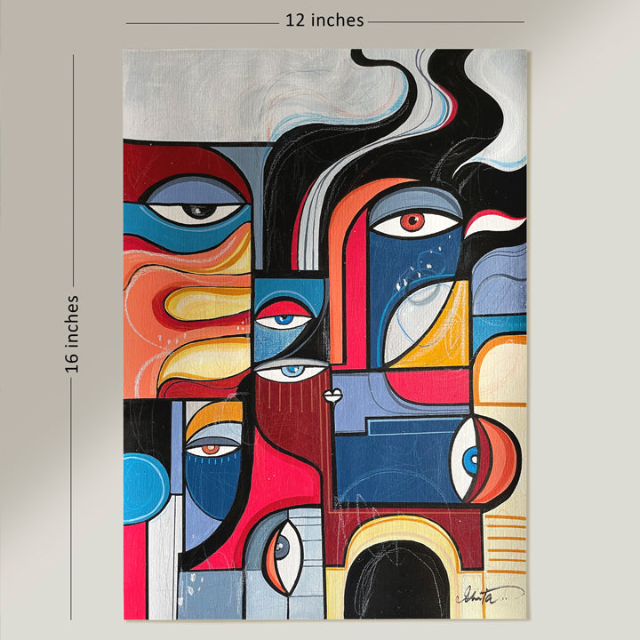 Original art piece titled Inferno by SoulCurryArt, featuring vibrant fiery colors and dynamic abstract design.